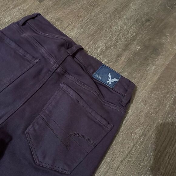 American Eagle Hi Rise Jegging Crop Jenas Womens Size 0 Purple Super Stretch - Picture 7 of 11